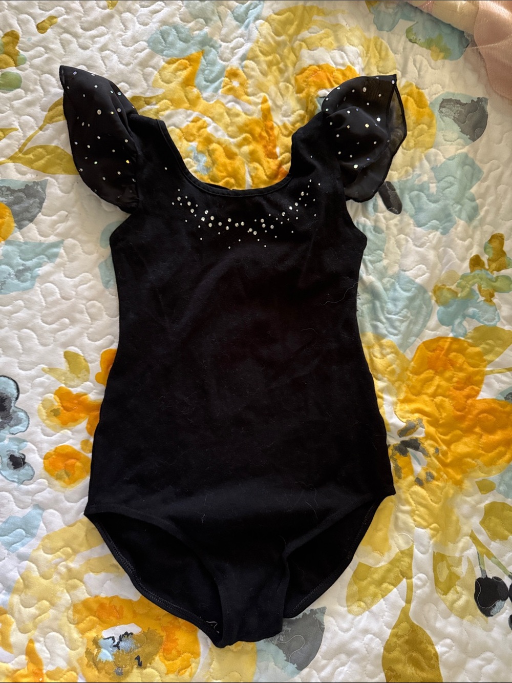 Black Kids One-Piece with Sparkle Sleeve Accents